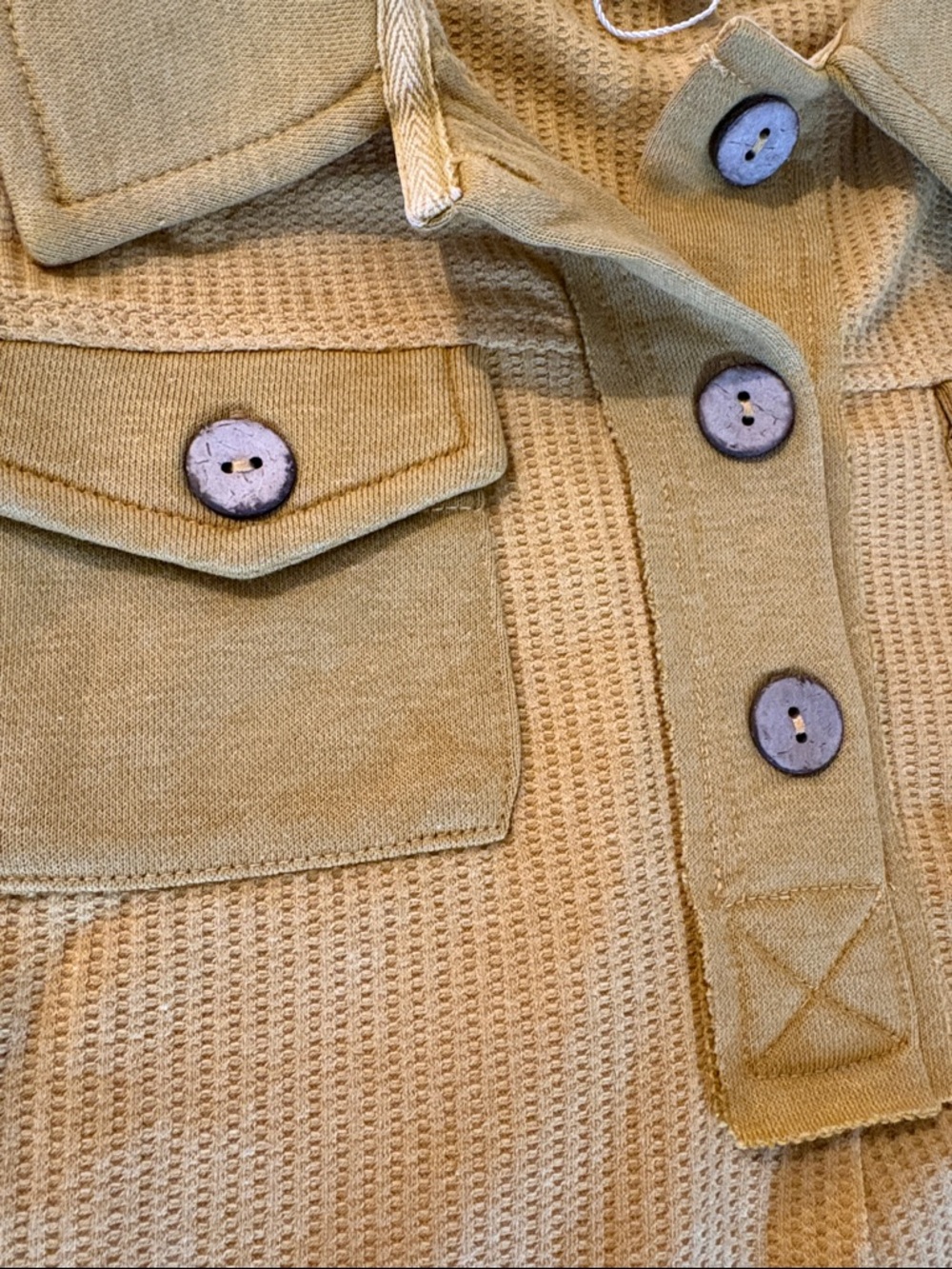 NWT [Oddy] Waffle Button Front Pockets Shirt Dress Gold Girls Multiple Sizes - Picture 9 of 10